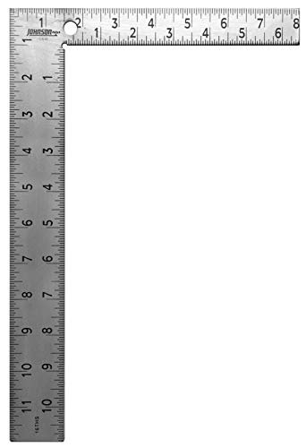 Johnson Level & Tool CS10 Professional Easy-Read Steel Carpenter Square, 8" x 12", Silver, 1 Square Johnson