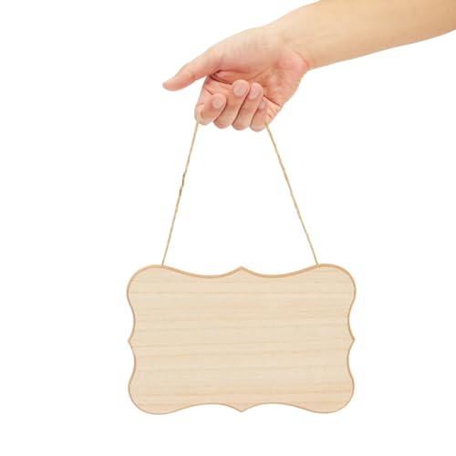 6-Pack of Unfinished MDF Hanging Wood Plaques for Crafts with Jute Rope, Blank 9x6-Inch, 1/4-Inch Thick Wooden Sign for DIY Painting, Art Projects, Juvale