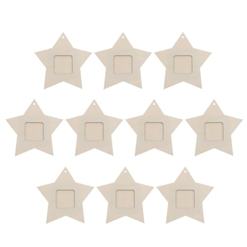 Healifty Photo Frame Unfinished Wood Mini Star Photo Frame Hanging Pendants for Home Bedroom Living Room 10PC Healifty