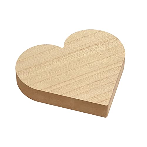 4 Pack 6 Inch Thick Wood Heart Wooden Heart Block Unfinished MDF Wood Heart Signs Tabletop Heart for Crafts Mother's Day Memorial Sign (6x6x1 in) Cregugua