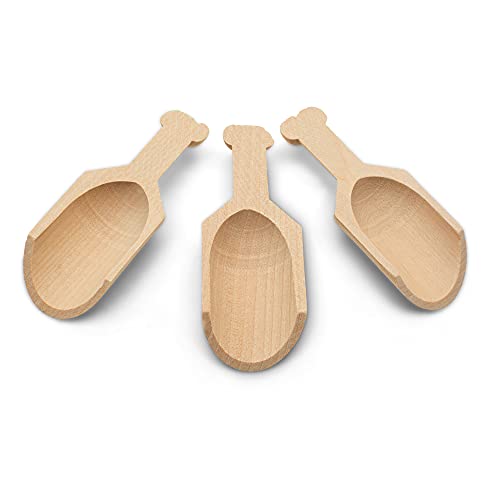 Mini Wooden Spoons 3 Inches Long, 25 Unfinished Teaspoon Scoops for Jars, Bath Salts, Body Scrubs, Salt & Spice Containers, by Woodpeckers Woodpeckers