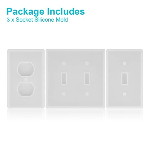 3pcs DIY Silicone Resin Socket Cover Mold Re-usable Switch Socket Cover Epoxy Light Outlet Crafts Making Home Decor YQSDG