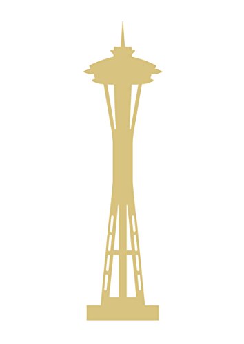 Space Needle Cutout Unfinished Wood Retro Decor City Theme Seattle Door Hanger MDF Shaped Canvas Style 1 Diverse Woodworking