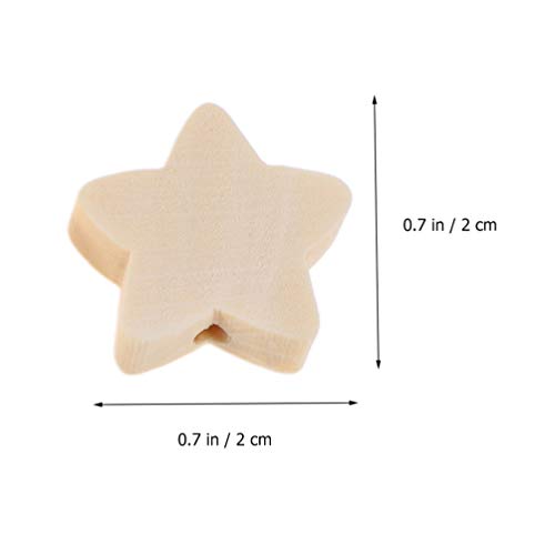 SEWACC 100 Pcs Wooden Beads 20 MM Star Shape Unfinished Wood Beads Spacer Beads with Hole for Crafts DIY Jewelry Making SEWACC