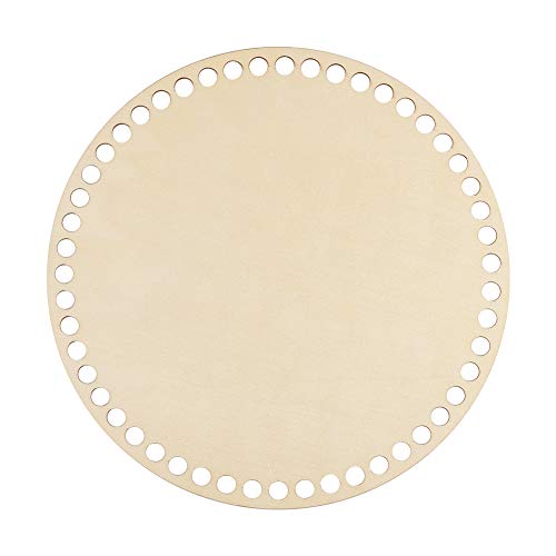 PH Pandahall 1pc Natural Wooden Basket Bottom, 7.8 Inch Circle Blank Solid Crochet Basket Wood Base for DIY Basket Weaving Supplies Craft Making Home PH PandaHall