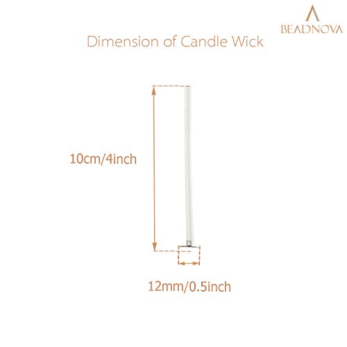 BEADNOVA Candle Cotton Wicks 4 Inch 150pcs Short Candle Making Wicks Cotton Wicks for Candle Making DIY BEADNOVA