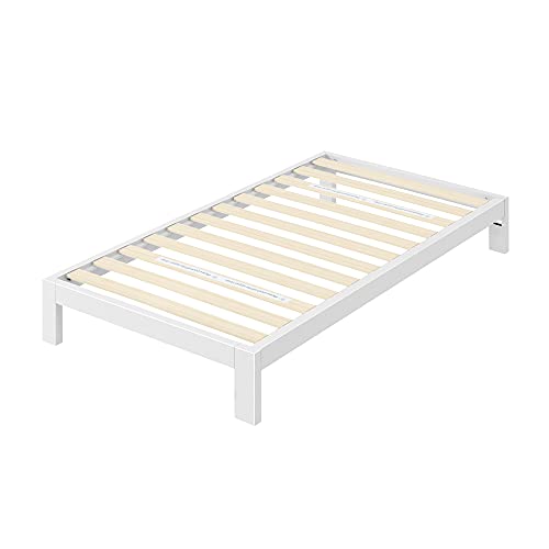 ZINUS Arnav Twin Metal Platform Bed Frame with Wood Slat Support, No Box Spring Required, Easy Assembly, White Zinus