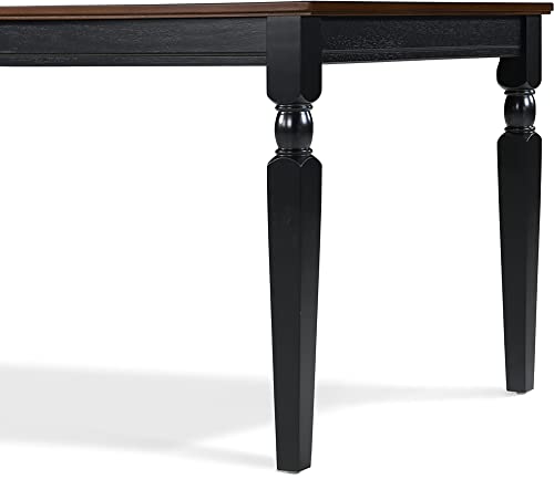 Finch Provence Farmhouse Table, Two-Toned Wood with Turned Legs, Traditional Rustic Furniture Decor for Kitchen or Dining Room, 60" Inch Tabletop, Finch