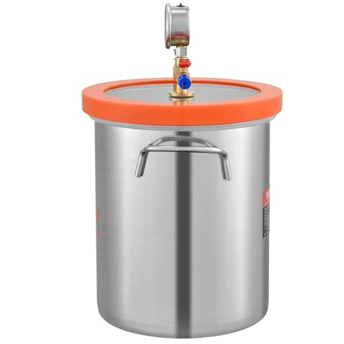 VEVOR 3 Gallon Vacuum Chamber, Upgraded Tempered Glass Lid Vacuum Degassing Chamber, 304 Stainless Steel Chamber, for Stabilizing Wood, Resin VEVOR