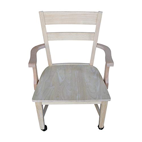 International Concepts Dining Chair with Casters, Unfinished IC International Concepts