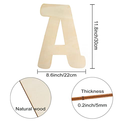 Wooden Letters A Large Wooden Letters 12 Inch Unfinished Wood Letters for Wall Decor Crafts Blank Big Alphabet Board Painting Hanging Home Baby Longan Craft