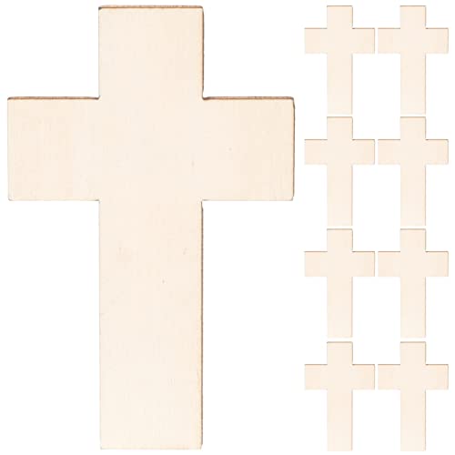 Abaodam 20Pcs Cross Blank Wood Cutouts Easter Cross Wooden DIY Crafts Unfinished Cross Shaped Wooden Pieces Cross Shaped Hanging Ornaments Abaodam