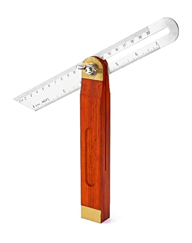 QWORK 9-Inch Stainless Steel T-Bevel Gauge Angle Finder, Metric and Inch Measurements, Sliding Angle Ruler Woodworking T Bevel Angle Finder with QWORK