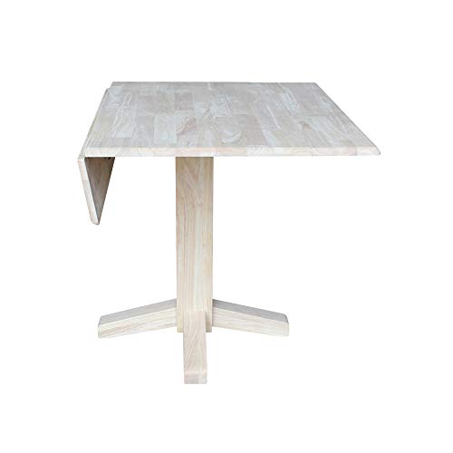 International Concepts Square Dual Drop Leaf Dining Table, 7 by 36-Inch, Unfinished IC International Concepts