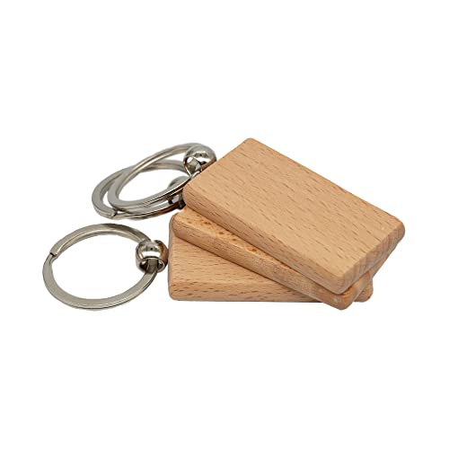 Wood Engraving Blanks Rectangle Blank Wooden Key Chain Wood Blanks for Keychains 20 Pack (Width:1.22 inch) TFoRibbon