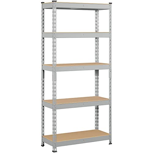 Topeakmart 5-Tier Utility Shelves, Metal Storage Shelves Garage Shelving Unit Adjustable Garage Storage Shelves Storage Racks Heavy Duty Shed Topeakmart