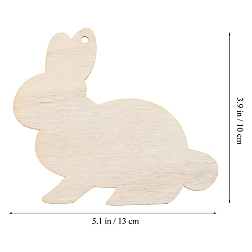 20pcs Unfinished Easter Wooden Shapes Bunny Cutouts Ornaments Easter Bunny Rabbit Shapes Easter Tree Ornaments Healifty