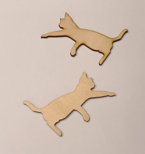 Set of 4 Unfinished Wooden Playful Cats Reaching Different Sizes 4'',6'',8'' and 12'',Cat Blank Cutout for DIY Wreath,Crafts Wall Decoration Pendants RUIXUAN