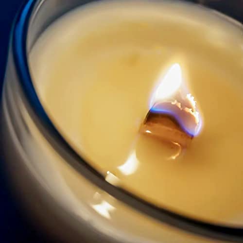 50 Pcs Wooden Candle Wicks + + 50pcs 304 Stainless Steel Base + 50 Double-Sided Stickers,Thickened Wood Wicks with Iron Stand & Candle Wick Trimmer& CKANDAY