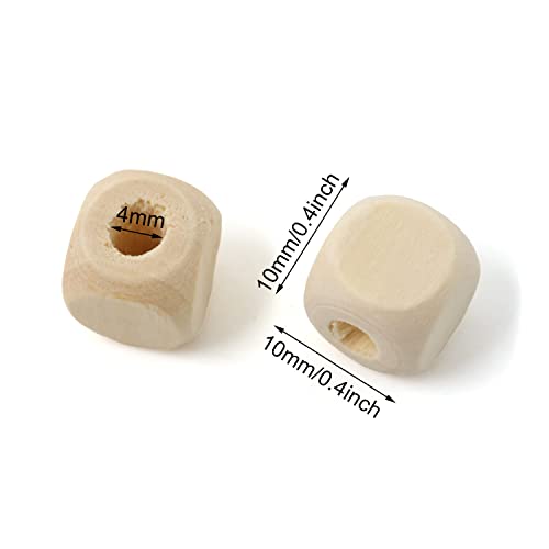 yueton 300PCS 10mm Blank Unfinished Wooden Beads Cube Wood Beads Spacer Beads Loose Beads for Jewelry Making and DIY Craft Accessories yueton