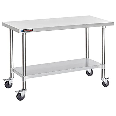 Food Prep Stainless Steel Table - DuraSteel 30 x 60 Inch Metal Table Cart - Commercial Workbench with Caster Wheel - NSF Certified - for Restaurant,