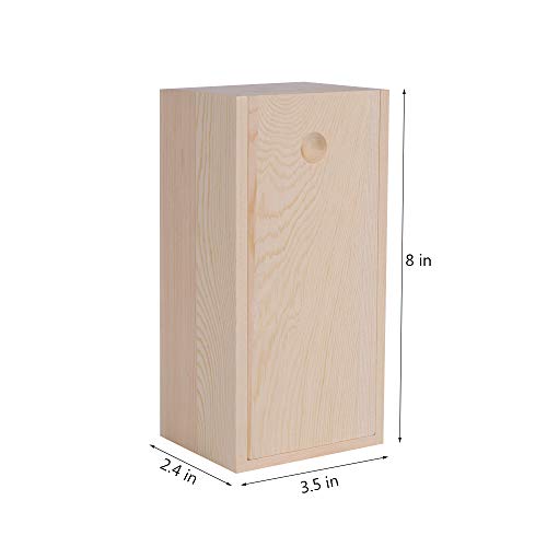 HZLHZYY 2 Pack Wood Box with Sliding Lid Unfinished Wood Storage Box Blank Natural Wood Box Case Container for Gift Jewelry Box, DIY Art Craft, HZLHZYY