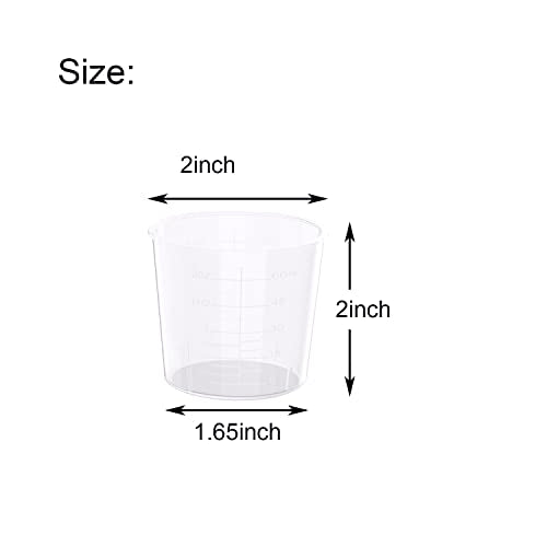 30 Pack 2 Ounce Plastic Graduated Cups 60 ml Transparent Scale Cups with 30 Pack Wooden Stirring Sticks for Mixing Paint, Stain, Epoxy, Resin MFDSJ