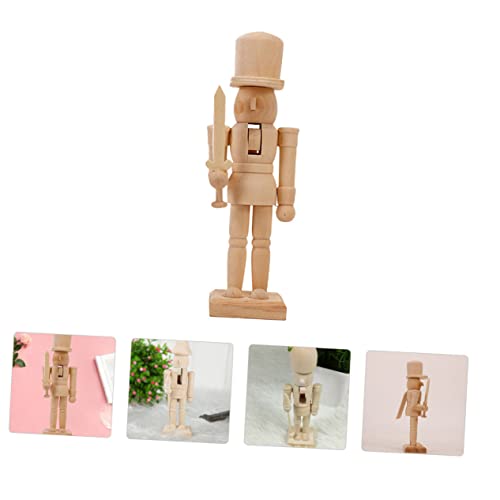 ARTIBETTER 3pcs Paintable Nutcracker Figures Nutcracker Unfinished Wooden Unfinished Wood Nutcracker Stocking Stuffer Gifts Unfinished Wood Crafts ARTIBETTER