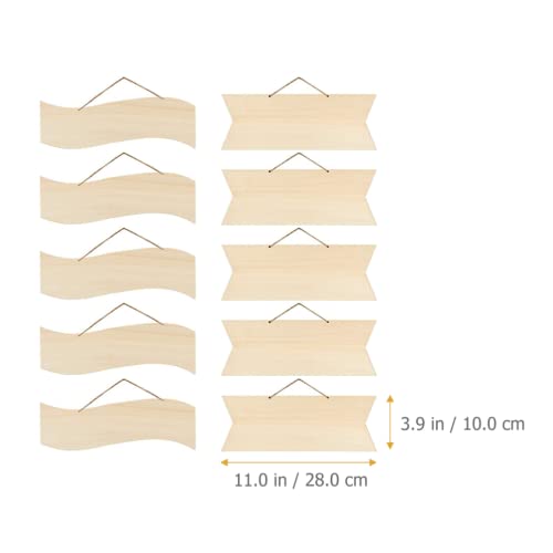Kisangel 10pcs Hanging Decorative Plaque Unfinished Wood Sign Blank Wooden Plaque Wooden Slices Blank Hanging plaques Wood Decor Blank Wooden Signs Kisangel