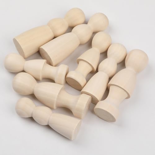 Abaodam Unfinished Blank Wooden Peg Dolls,10pcs Angel Peg Dolls DIY Natural Wood Doll Bodies People Figures Blank Plain Unpainted Puppet for Painting Abaodam