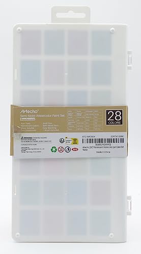 Artecho Watercolor Paint Set, 28 Glitter Metallic Colors, Semi-Moist Pearlescent Water color, Ideal for Beginners and Artists Artecho