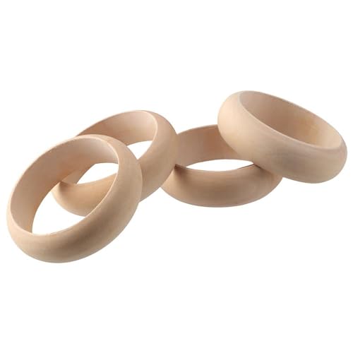 hobbyhub 4Pcs Unfinished Wood Blank Bangle Bracelets,3.4 x 1 Inch Natural Wooden Round Circles Large Wooden Ring for DIY Craft Making Painting hobbyhub