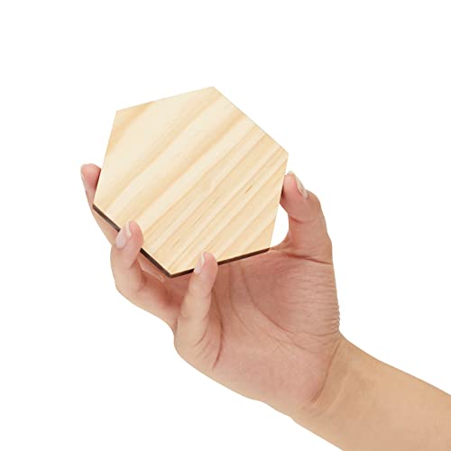 15 Pack Unfinished Wooden Hexagon Cutouts for Crafts, 1/4" Thick for Wood Burning, Engraving (4 x 4 in) Bright Creations