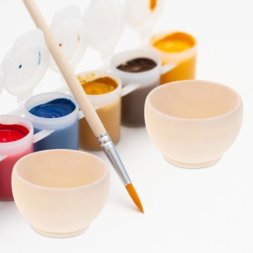 KALLORY Unfinished Wood Blank Bowls 10pcs Miniature Wooden Bowls Unpainted Tiny Bowls Dollhouse Tableware for DIY Painting Art Crafts Projects KALLORY
