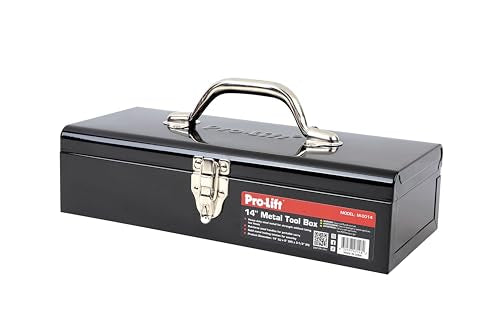 Pro-Lift Steel Tool Box – 14-inch Metal Toolbox Portable with Handle – Heavy Duty Metal Latch Closure Small Carry Storage Box Tools Organizer Pro-LifT