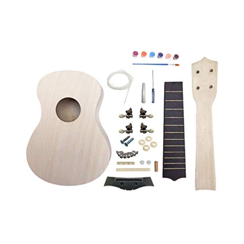 Artibetter 1 Set Diy Guitar Kit Unfinished Luthier Project Guitar Kit Body Neck Bridge Fretboard Ukulele Crafts ARTIBETTER
