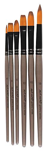 Mont Marte Gallery Series Acrylic Brush Set, 6 Piece. Selection of Synthetic Hair Paint Brushes Suitable for Acrylic Painting MONT MARTE