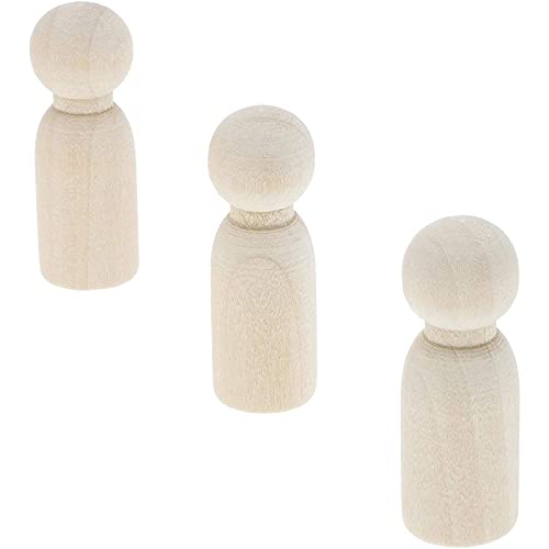 Wood Peg Dolls, Peg Doll Kit (1.77 in, 50-Pack) Bright Creations