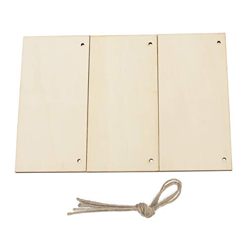 JANOU 3pcs Unfinished Wood Sign Blank Rectangle Hanging Wooden Plaque DIY Craft Project Wood Sign with Rope Door Wall Art Decorative, 3.94x7.87 Inch JANOU