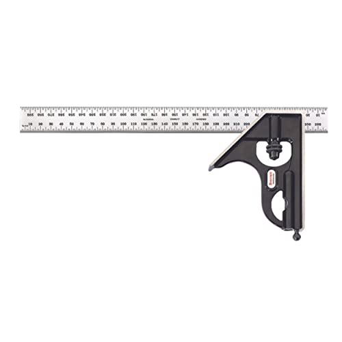 Starrett Steel Combination Square with Square Head - Ideal for Professionals and Home Improvement - 300mm, Cast Iron Heads, Reversible Lock Bolt, Starrett