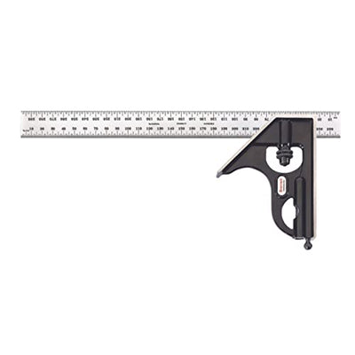 Starrett Steel Combination Square with Square Head - Ideal for Professionals and Home Improvement - 300mm, Cast Iron Heads, Reversible Lock Bolt,