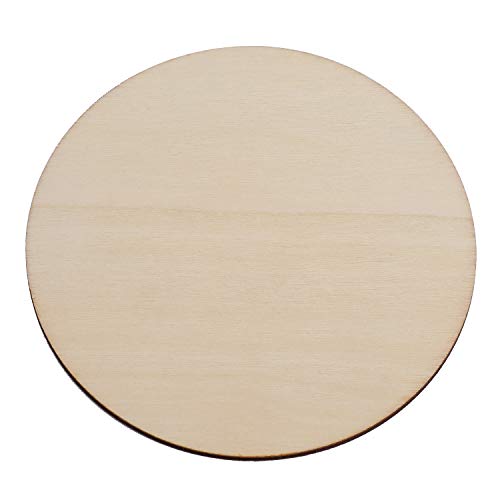 Foraineam 100 Pieces 4 Inch Unfinished Wood Circle Cutouts Round Natural Wooden Craft Circles Slices for Wooden Coasters, DIY Crafts, Painting, Foraineam