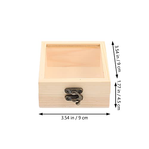 Sewroro 2pcs Box Wooden Storage Box Jewelry Unfinished Wood Crafts Wooden Berry Baskets Wooden Storage Crates Tote Bins for Storage with Lid Sewroro