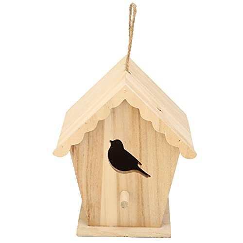 Wood Birdhouse,Unfinished Birdhouse to Paint for Birdwatching Wood Frame for Finches and Songbirds Duokon