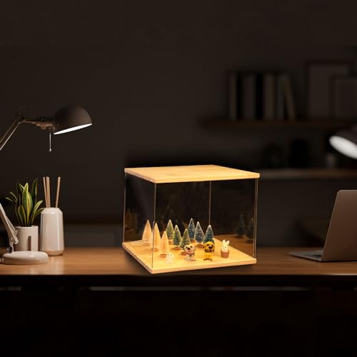 MECCANIXITY Acrylic Display Case with LED Light, 8"x6"x14" Clear Display Box Figures Display Case for Collectibles MECCANIXITY