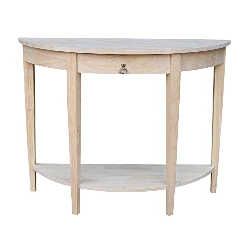 IC International Concepts Half Moon Console Table, 42 in W x 16 in D x 31 in H, Unfinished IC International Concepts
