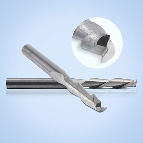 HQMaster CNC Router Bits 1/8" Shank CNC Bit End Mill Flat Nose Carbide Endmill Two Flute Spiral Upcut Milling Cutter Tool Set for Wood PVC MDF HQMaster