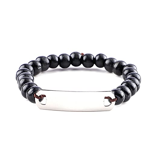 MILAKOO 5 Pcs Personalized Customized Wood Bead Bracelet Customize Friendship Bracelet MILAKOO