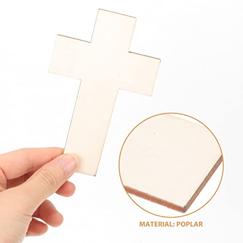 Abaodam 20Pcs Cross Blank Wood Cutouts Easter Cross Wooden DIY Crafts Unfinished Cross Shaped Wooden Pieces Cross Shaped Hanging Ornaments Abaodam