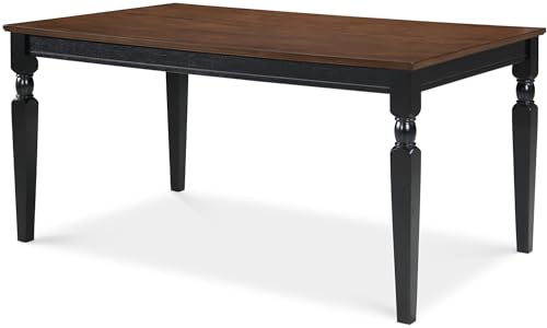Finch Provence Farmhouse Table, Two-Toned Wood with Turned Legs, Traditional Rustic Furniture Decor for Kitchen or Dining Room, 60" Inch Tabletop, Finch